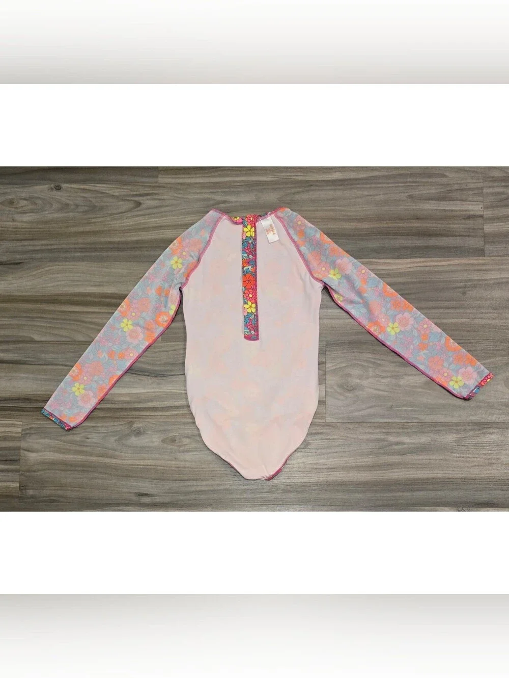 Cat & Jack Floral Long Sleeve Rash Guard Swimsuit Girls XL 14